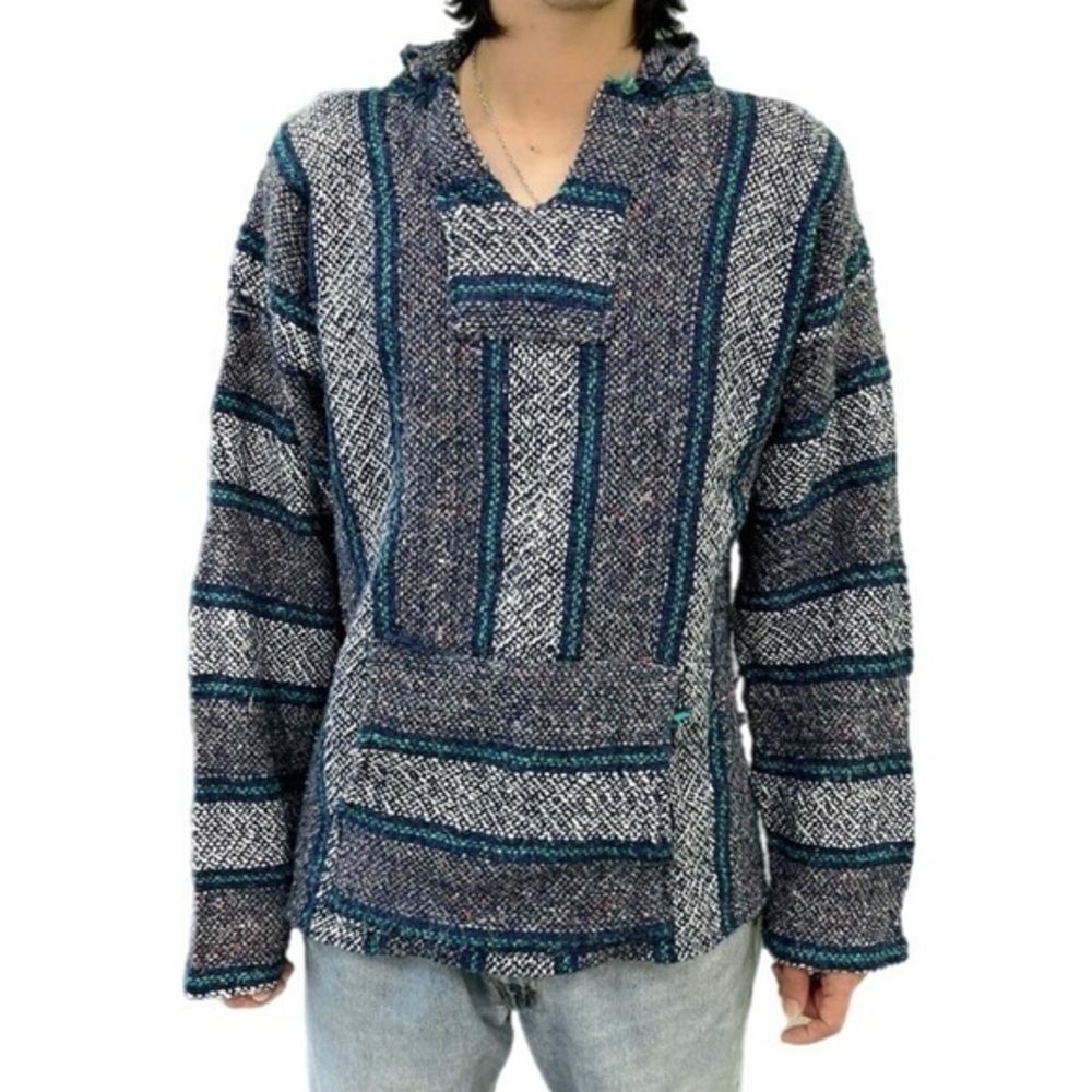 Baja Joe | Striped Baja Hoodie Pull Over Surfer Drug Rug Sweatshirt